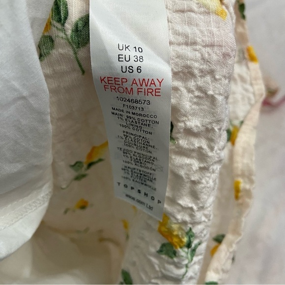 New! Topshop ruched front lemon mini dress textured cloth multi 28284 - Picture 9 of 14